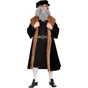 Men’s Leonardo Da Vinci Costume, Renaissance Painter, Sculptor, Architect, And More Outfit With Tunic, Robe, Belt, And Hat