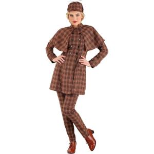 Sherlock Holmes Costume for Women – Jacket with Capelet, Slim-Fit Pants, and Deerstalker Hat