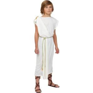 Toga Costume for Boys, Greek Outfit for Dress-Up, White Robe Dress for Toga Party or Halloween