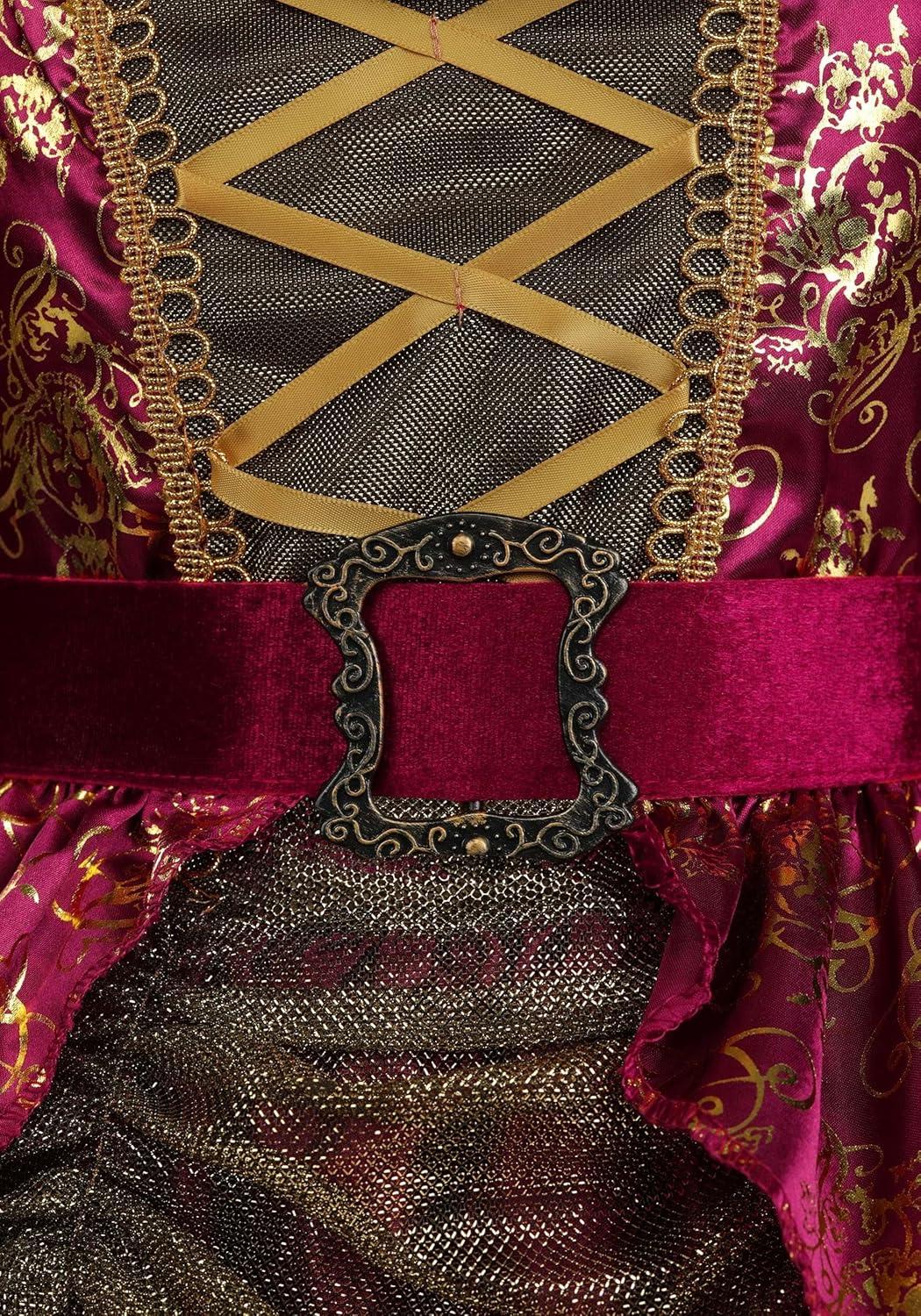 imageGirls First Mate Pirate Costume Dress Satin Dress with Metallic Floral Print Velour Belt Shrug ampamp Scarf