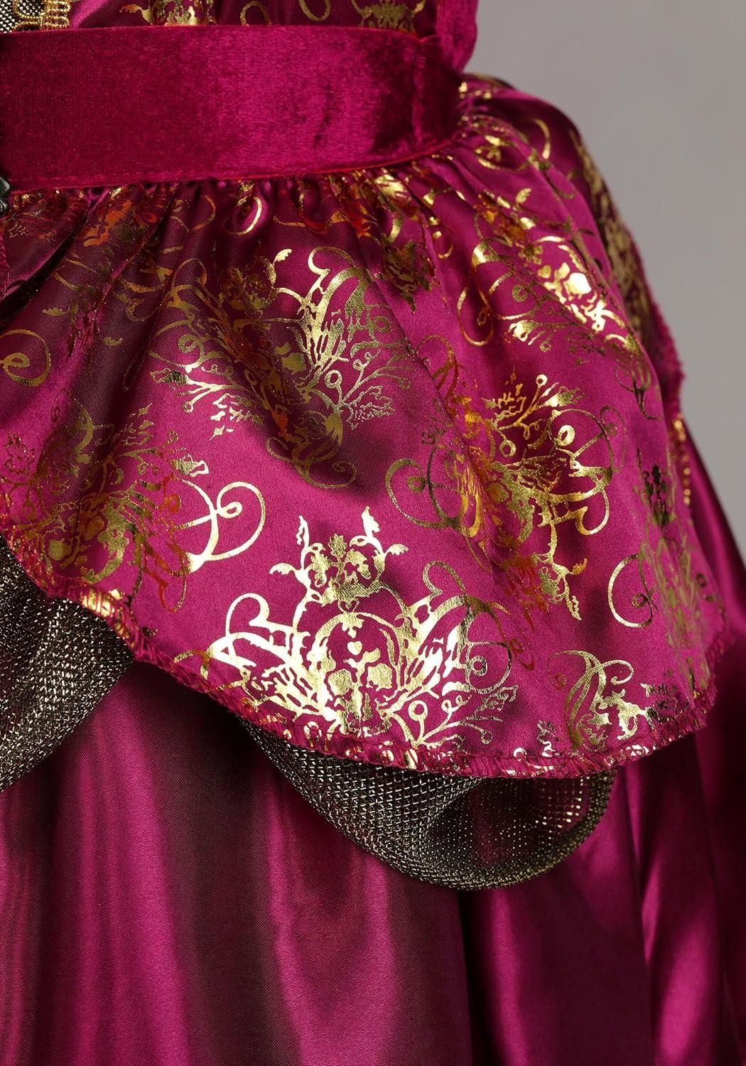 imageGirls First Mate Pirate Costume Dress Satin Dress with Metallic Floral Print Velour Belt Shrug ampamp Scarf