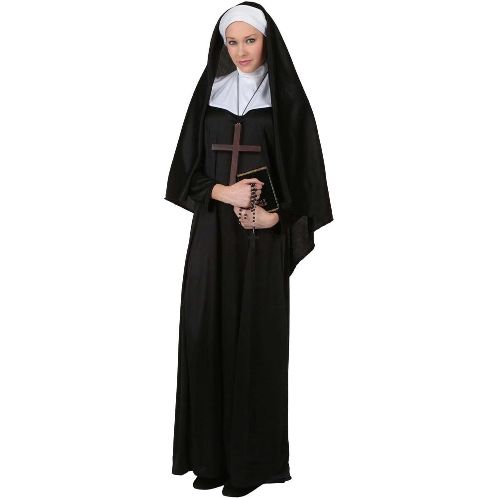 imageAdult Traditional Nun Costume for Women Devout Convent Worker Halloween OutfitTraditional Nun Costume