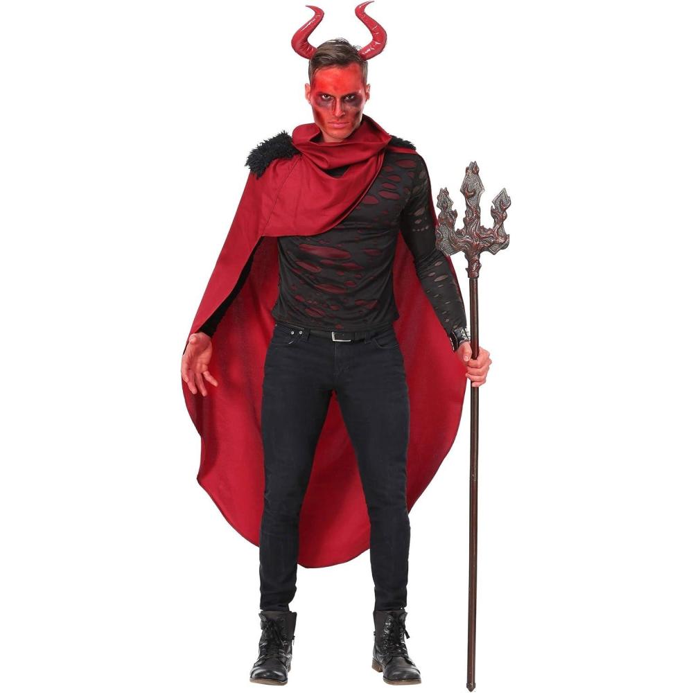 imageDemon Lord Costume for Adults Red Devil Costume with Horns for Halloween Satan DressUp Party ampamp Scary Cosplay