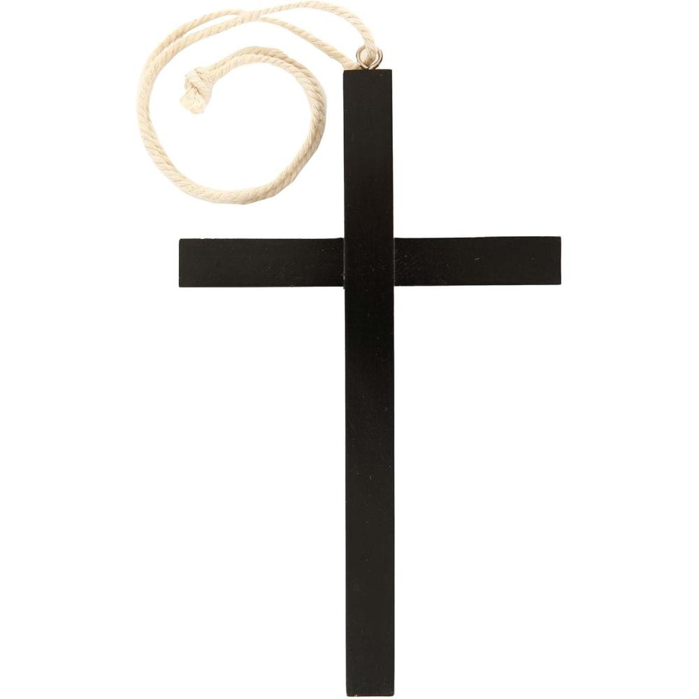 imageFun Costumes Black Wood Cross Necklace for Monk Costume  Symbolic Accessory with CordStandard