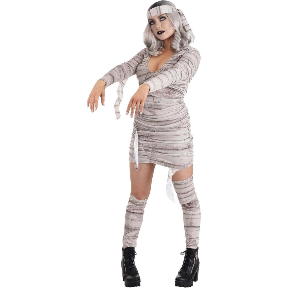 imageFun Costumes Sexy Mummy Dress with Fabric Tie Leg Warmers and Pleated Design