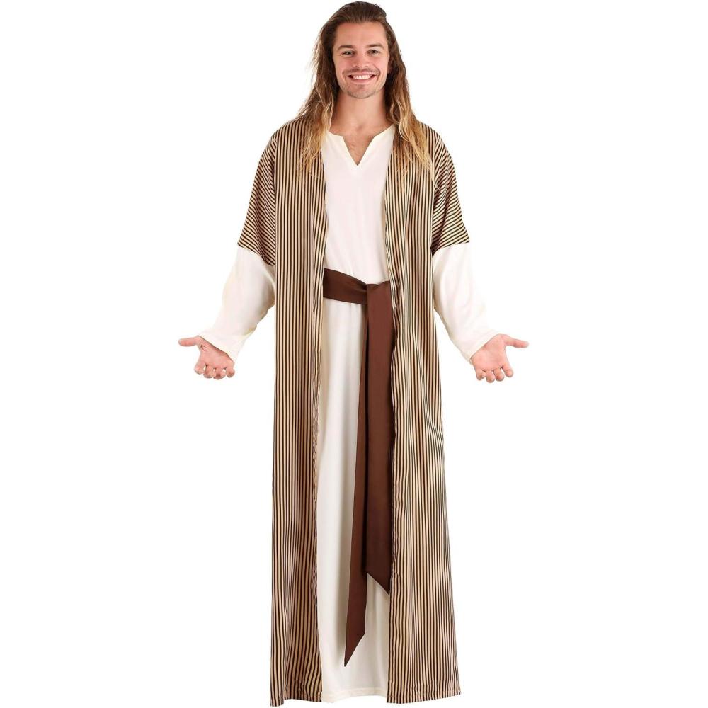 imageJoseph Costume for Men  Lightweight Polyester Tunic with Attached Robe Adjustable Belt and Traditional Styling