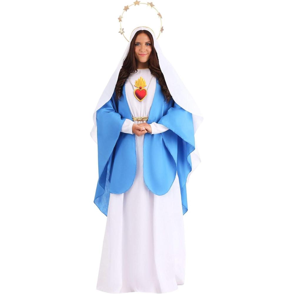 imageNativity Mary Biblical Womens Costume  Dress Shawl Veil Belt Halo
