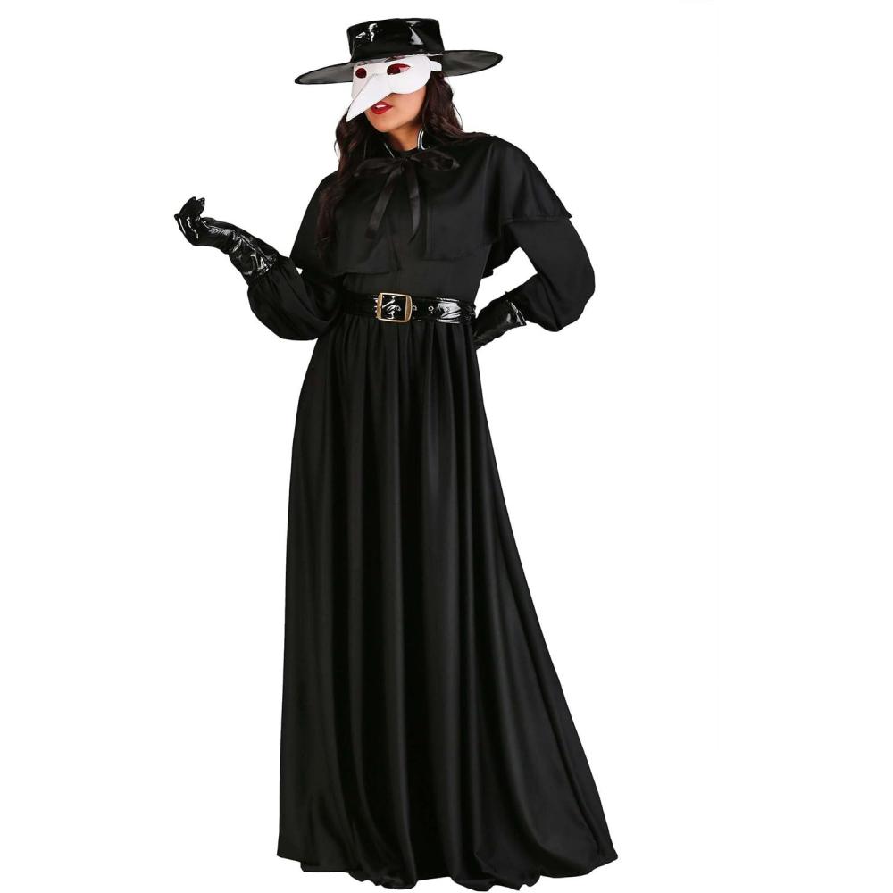 imagePlague Doctor Costume Women Doctor Plague Mask Dress and Cape for Adults
