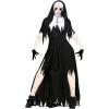 imageAdult Dreadful Nun Costume Womens Undead Sister Mary Catherine Costume Black Scary Exorcist Halloween Outfit
