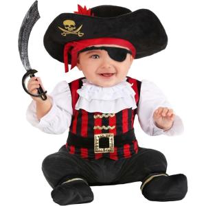 Fun Costumes Pirate Baby Infant Costume – Jumpsuit & Attached Belt – Halloween Pirate Theme Dress Up Outfit