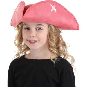 Kids Pink Tricorn Pirate Costume Hat – Molded Hat with Ribbon Stitching, One Size