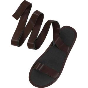 Men’s Roman Gladiator Sandals with Faux Leather Crisscross Tie Ankle Straps – Men’s Greek Cosplay Costume Shoes(Brown)