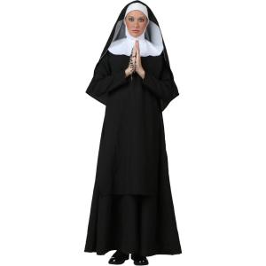 Womens Deluxe Nun Costume Dress | Plus Size Sister of Faith Halloween Outfit(Costume)