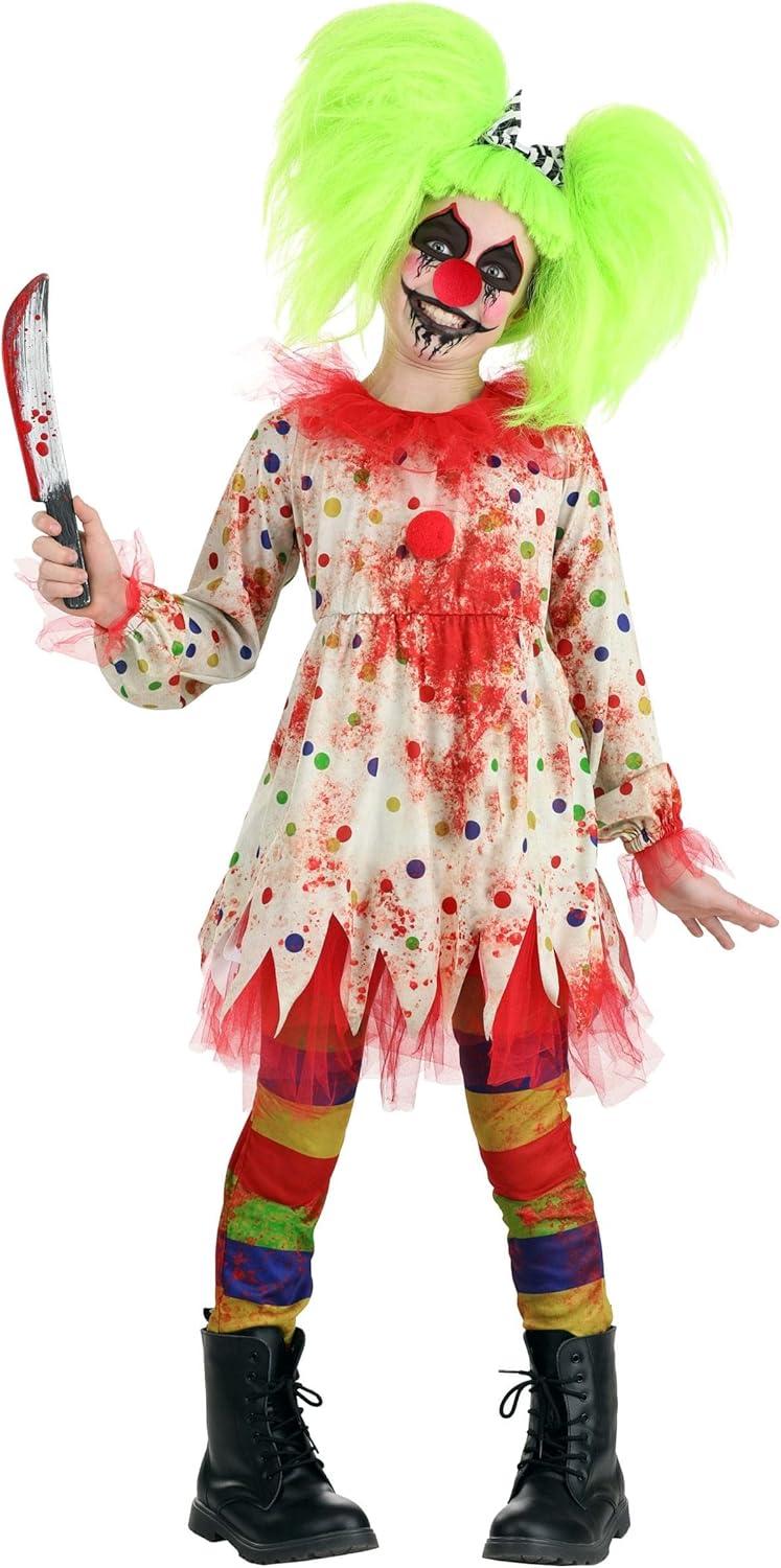 imageKids Creepy Killer Clown Spooky Costume for Girls Horror Cosplay Scary Theme Party Haunted Houses ampamp Halloween