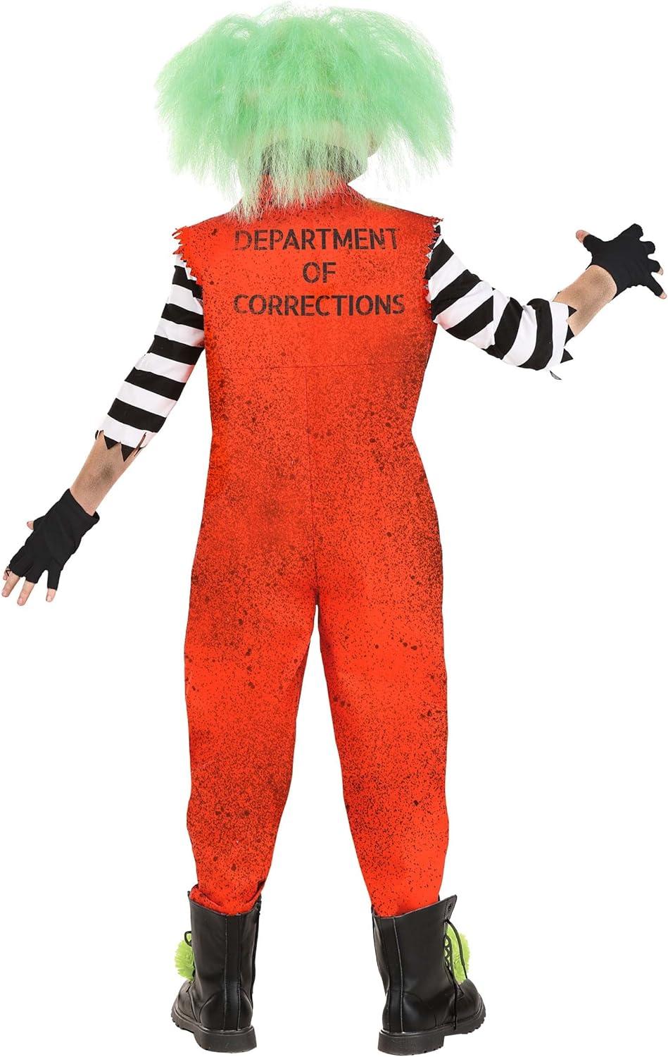 imageVissago Scary Clown Costume For Kids Horror Outfit With Jumpsuit Latex Mask Gloves And Pom Pom Shoe Clips