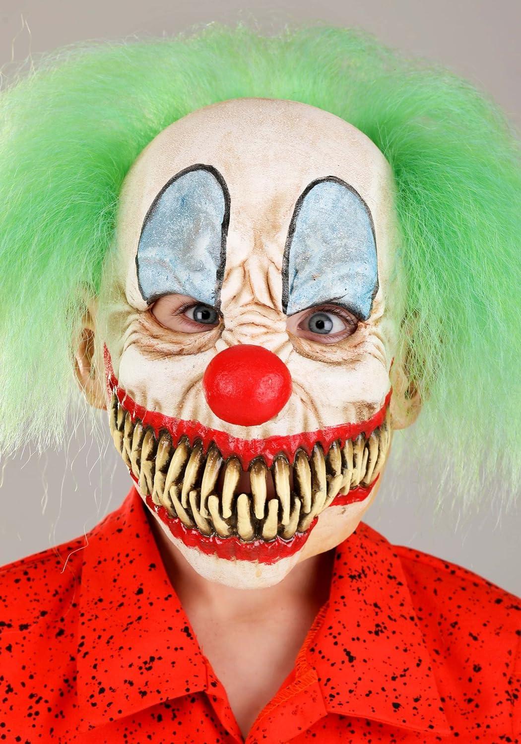 imageVissago Scary Clown Costume For Kids Horror Outfit With Jumpsuit Latex Mask Gloves And Pom Pom Shoe Clips