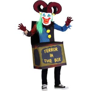 Haunted Jack in the Box Costume for Kids | Child Scary Clown in the Box Outfit with Mask & Gloves