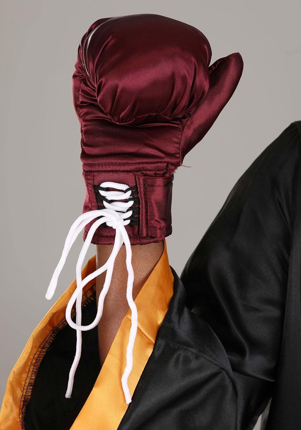 imageWomens Fighter Costume Bodysuit with Attached Hood and Gloves Red and Gold Boxer Girl Halloween Outfit