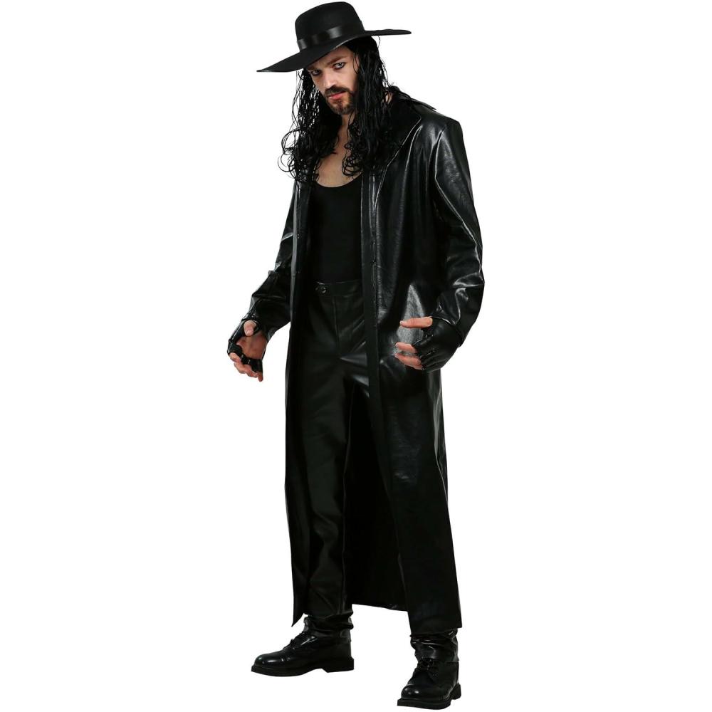 imageMens Plus Size WWE The Phenom Undertaker Halloween Costume  Wrestler Outfit with Overcoat Tank Pants ampamp AccessoriesCostume