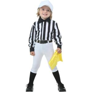 Football Referee Costume Kit for Toddlers – Kid’s Striped Basketball Ref Shirt, Pants, Baseball Cap & Yellow Flag