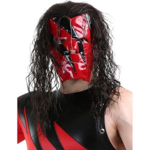 Fun Costumes WWE Kane Costume Wig for Men – Long Curly Wavy Dark Synthetic Hair Wigs for Adults, WWE Wrestler Cosplay Wigs – Black, 1 Count (Pack of 1)