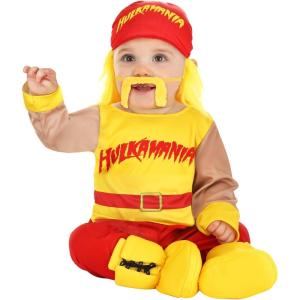 Infant Hulk Hogan Costume Yellow Shirt, Pants, Bandana Hat, Booties Baby Hulk Hogan Outfit