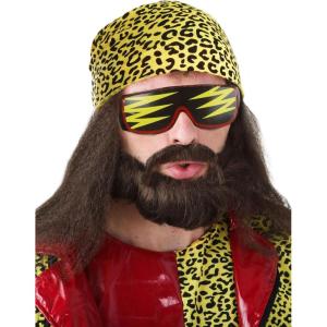 WWE Macho Man Randy Savage Fake Beard and Wig Kit with Macho Man Sunglasses(Wig)