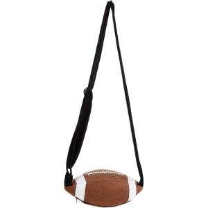 Women’s Plush Football Shaped Purse Bag, Brown Polyester Velour, Adjustable Strap, Zipper Compartment