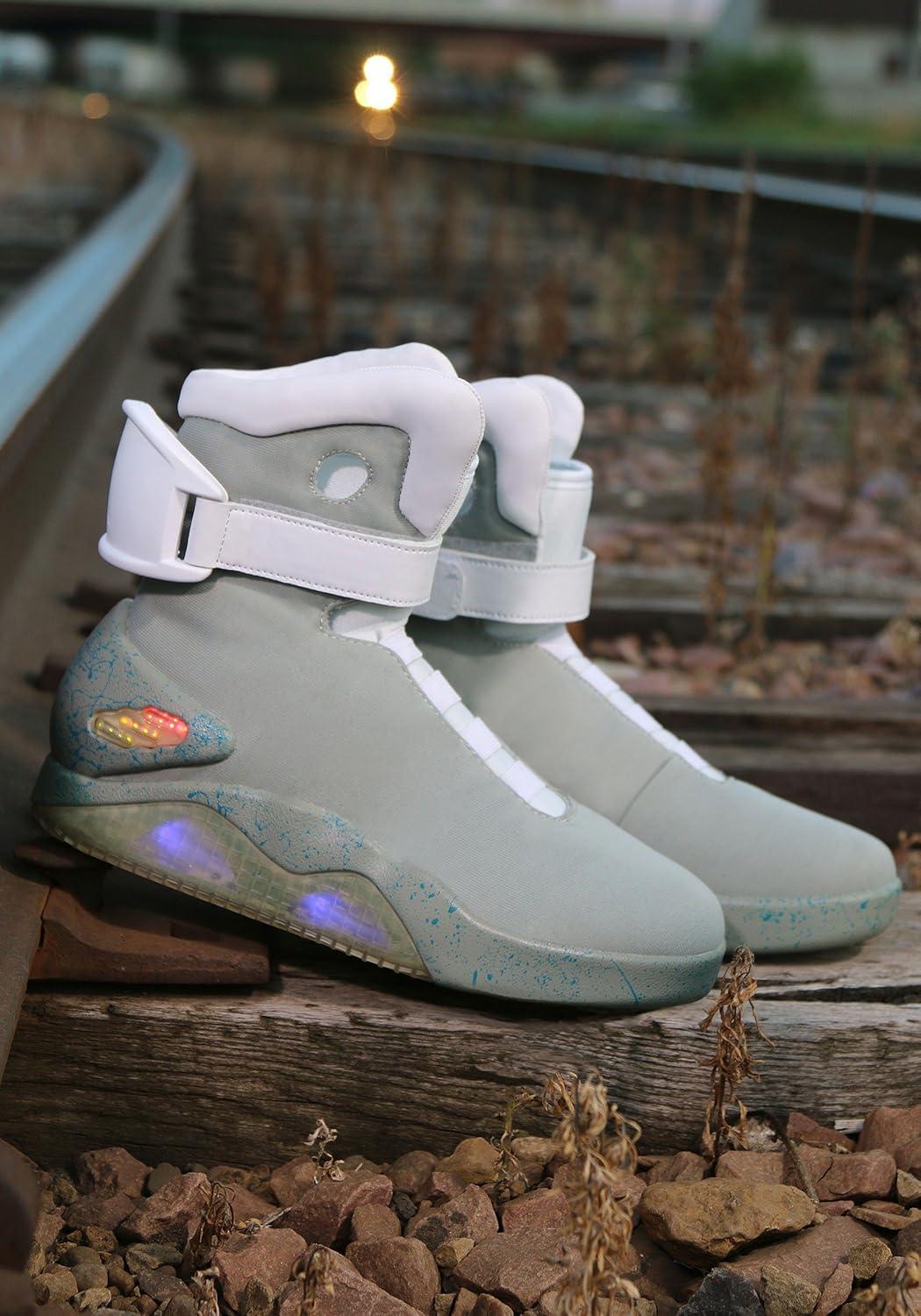 imageFun Costumes Adult Light Up Back to the Future 2 II Shoes with Charging and Adjustable Straps Officially LicensedGrey