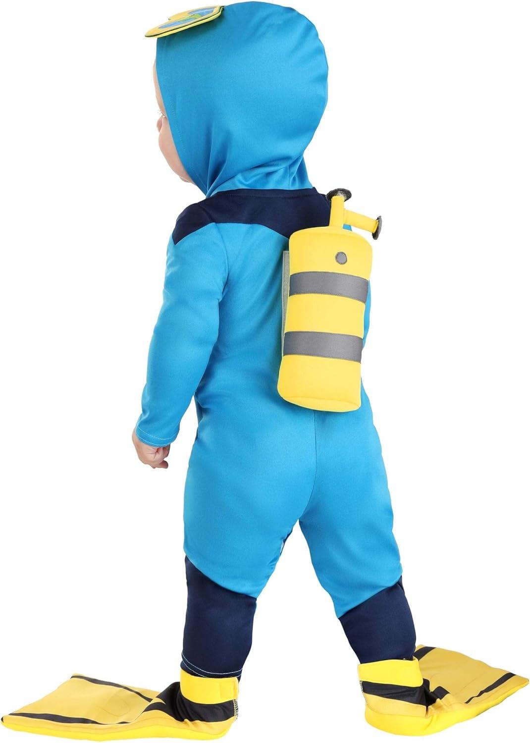 imageInfant Scuba Costume Baby Halloween Diver Jumpsuit With hood Shoe Covers And Stuffed Air Tank