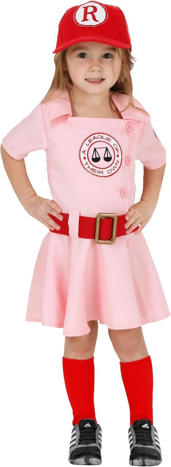 imageToddler Girls A League of Their Own Dottie Halloween Costume Kids Baseball Dress with Cap Hat and Socks for Playtime Fun 4T Bundle1218 Months