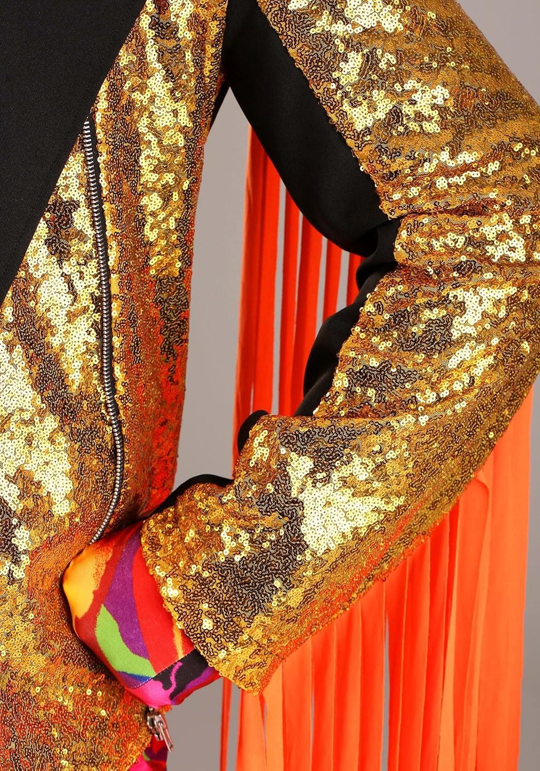 imageWWE Adult Macho Man Randy Savage Costume Mens Wrestler Halloween Costume Sequin Cowboy Hat fingerless gloves