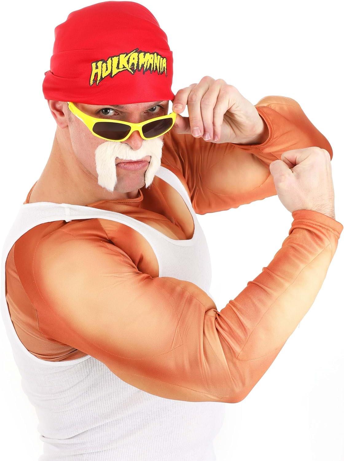 imageWWE Hulk Hogan Adult Costume Kit Hulkamania Attire Headscarf Mustache ampamp Sunglasses