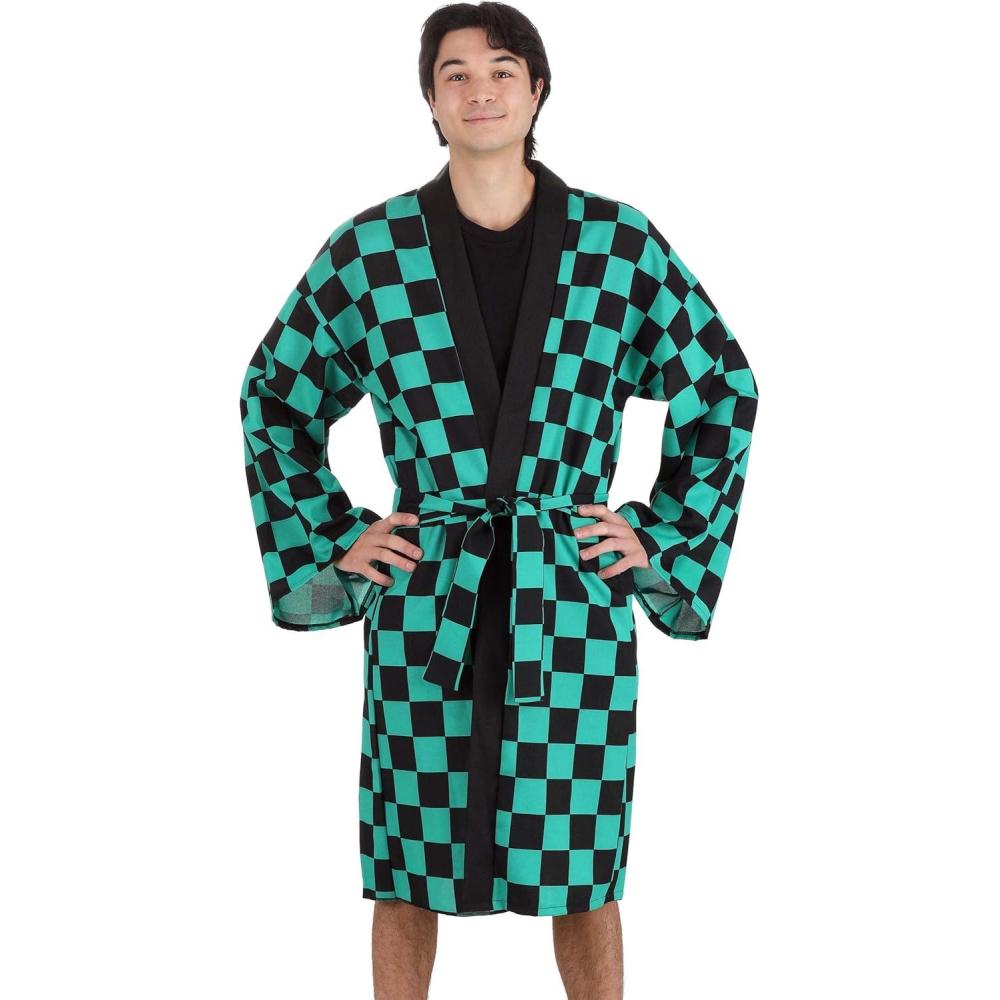 imageAnime Green And Black Checkered Kimono Womens CostumeGreen