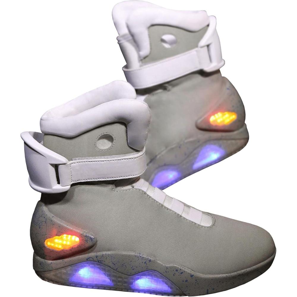 imageBack to the Future Shoes for Kids  Light Up LED Adjustable Strap Shoes with USB Charger  Movie Cosplay SneakersBundle W Hat