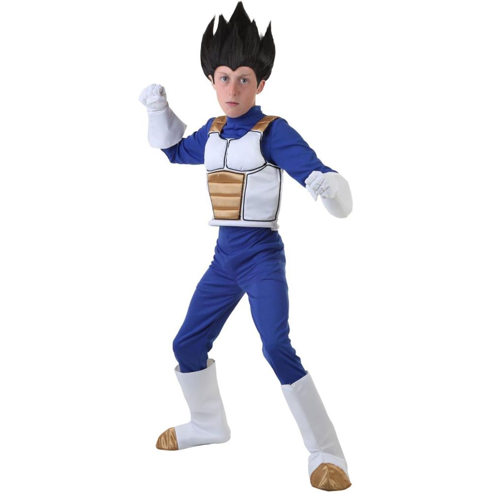 imageDragon Ball Z Kids Vegeta Costume Anime Saiyan Battle Armor Jumpsuit Cartoon Fighter Halloween Outfit