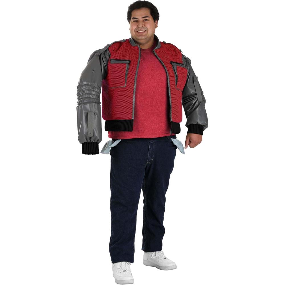 imageFun Costumes Mens Plus Size Marty McFly Jacket Authentic Back To The Future Apparel Time Traveler 80s Movie Halloween Costume Coat 2X