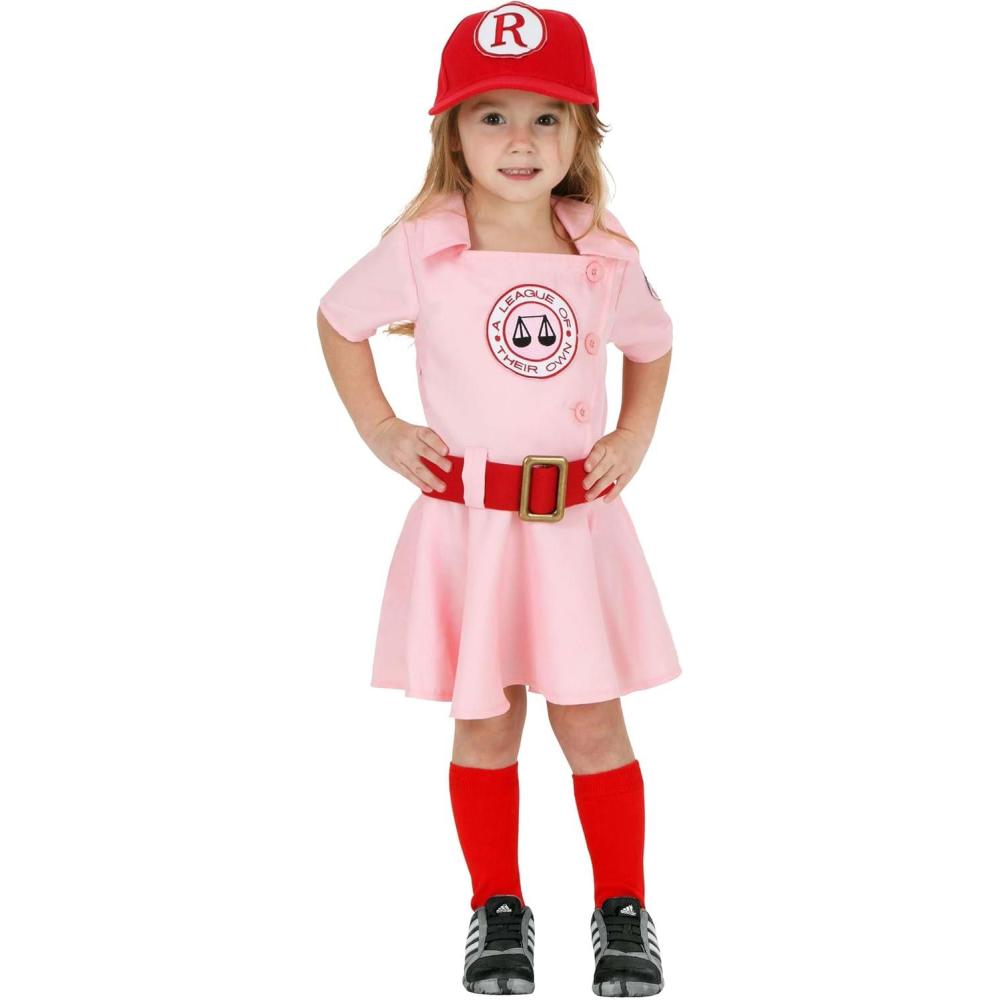imageToddler Girls A League of Their Own Dottie Halloween Costume Kids Baseball Dress with Cap Hat and Socks for Playtime Fun 4T Bundle2T