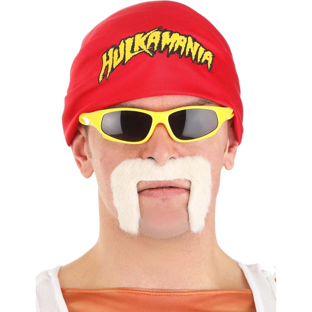 imageWWE Hulk Hogan Adult Costume Kit Hulkamania Attire Headscarf Mustache ampamp Sunglasses