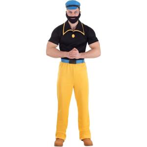 Adult Brutus Bluto Popeye Costume with Shirt, Pants, Faux Leather Belt