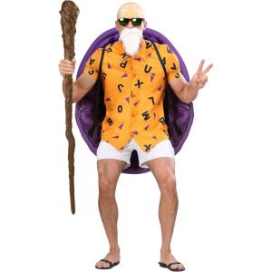 Adult Plus Size Dragon Ball Z Master Roshi Costume | Plus Size Anime Costume with Shirt, Shorts & Accessories(Bundle W/ Staff)