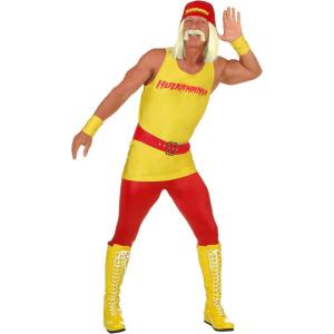 Adult WWE Hulk Hogan Halloween Costume | Hulkamania Complete Outfit for Men | Professional Wrestler Cosplay Costume