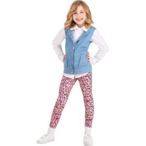 Back to the Future Jennifer Parker Costume for Kids – Girl’s Jennifer Parker Cosplay Shirt, Blue Vest & Floral Pants