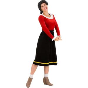 Deluxe Olive Oyl Costume for Women – Shirt, Skirt, Wig, and Earrings