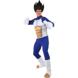 Dragon Ball Z Adult Vegeta Costume for Men, Anime Saiyan Battle Armor Attire, Cartoon Fighter Halloween Outfit