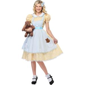 Fun Costumes Goldilocks Costume for Women, Polyester Dress with Attached Apron and Hair Bow
