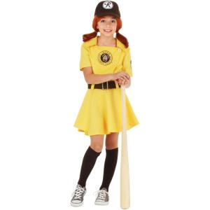 Girls A League of Their Own Halloween Costume | Kids Baseball Outfit with Dress, Cap, Belt, and Socks | Sports Attire(Costume)