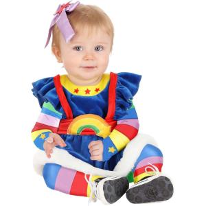 Infant Rainbow Brite Costume, Colorful Character Outfit For Baby’s With Character Dress, Rainbow Tights, And Satin Hair Bow
