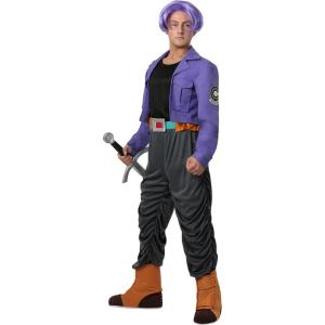 Mens Dragon Ball Z Trunks Halloween Costume | Adult Saiyan Anime Complete Outfit with Wig for Themed Parties and Cosplay(Bundle W/ Sword)