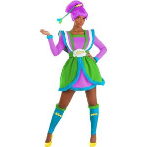 Stormy Rainbow Brite Women’s Halloween Costume – Dazzling Dress with Leg Warmers, Belt, Hair Clip – Officially Licensed